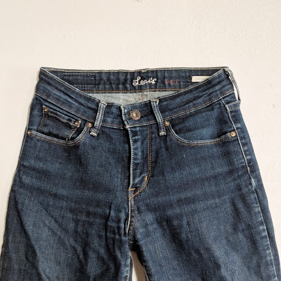 High Waist Levi Skinny Leg Dark Denim Jeans - Picture 5 of 8